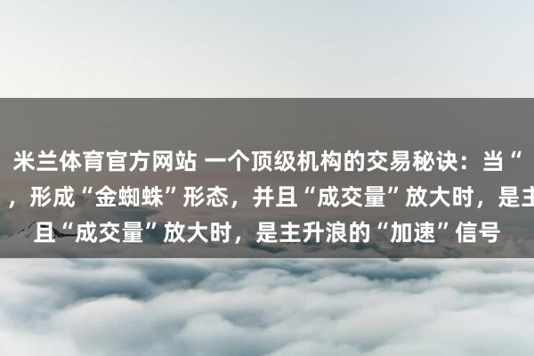 米兰体育官方网站 一个顶级机构的交易秘诀：当“5日线”和“10日线”，形成“金蜘蛛”形态，并且“成交量”放大时，是主升浪的“加速”信号