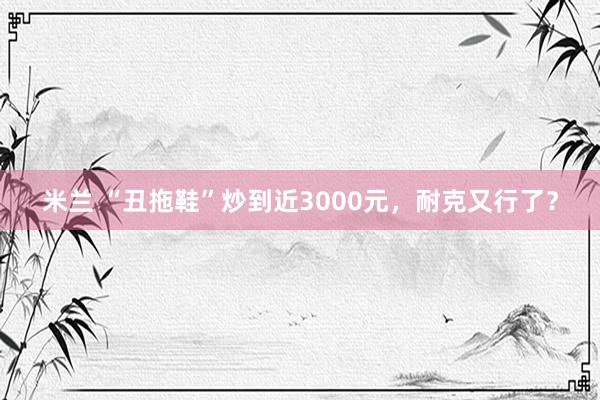米兰 “丑拖鞋”炒到近3000元，耐克又行了？
